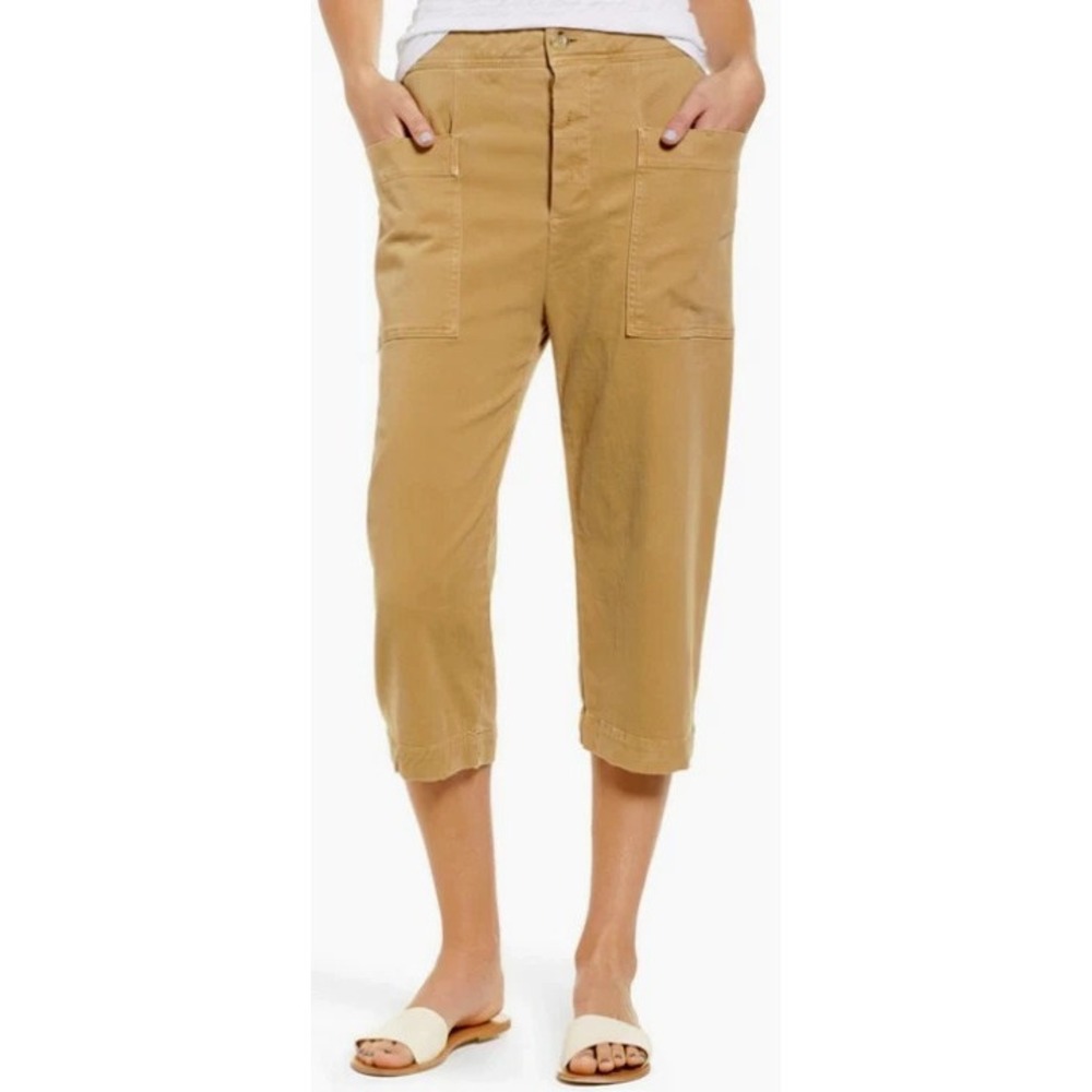 James Perse Crop Twill Pants Women 29 (Tag 25)‎ Tabac Stretch Cotton NWT $225